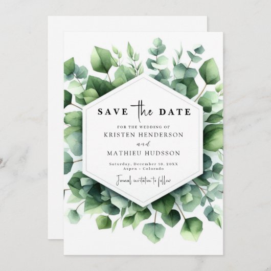 Save The Date Mariage Numérique Unique et Ludique à l'Eucalyptus (Devant / Derrière)