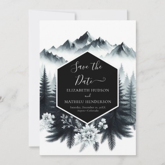 Save The Date Mariage numérique Whimsical Mountain (Devant)