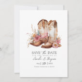 Save The Date Mariage Occidental Chic Bohème Rustique Cowboy Cod (Devant)