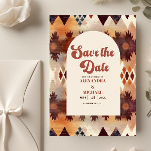 Save The Date Mariage occidental ethnique marron tribal aztèque