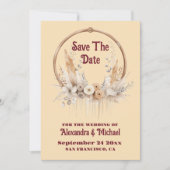 Save The Date Mariage occidental floral boho (Devant)