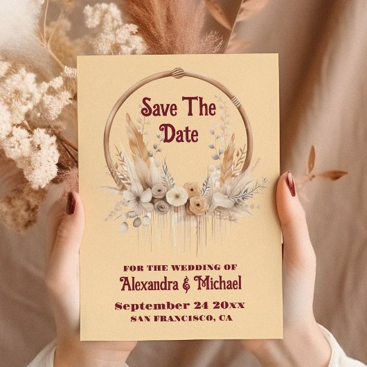 Save The Date Mariage occidental floral boho