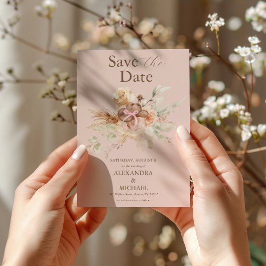 Save The Date Mariage occidental floral boho rose