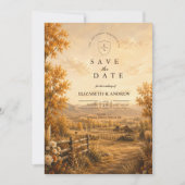 Save The Date Mariage occidental rustique d'automne (Devant)