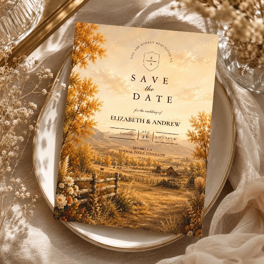 Save The Date Mariage occidental rustique d'automne