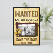 Save The Date Mariage occidental rustique 🤠 photo RECHERCHÉE (Debout devant)