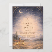 Save The Date Mariage occidental sous la lune du désert céleste (Devant)