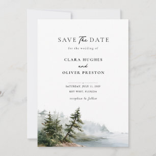 Save The Date Mariage Océanique Sage Bleu Poussiéreux Brumeux Pi