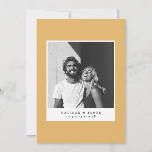 Save The Date Mariage ocre d'or photo Décontracté ultra minimali (Devant)
