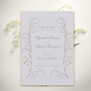 Save The Date Mariage officiel de Faux Embossé Lily Valley Ivory