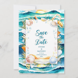 Save The Date Mariage officiel de la plage du coucher du soleil
