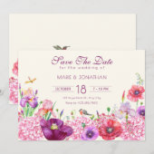 Save The Date Mariage oiseau branche florale aquarelle nature (Devant / Derrière)