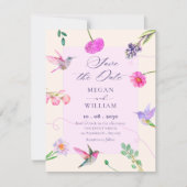 Save The Date Mariage oiseaux floraux (Devant)