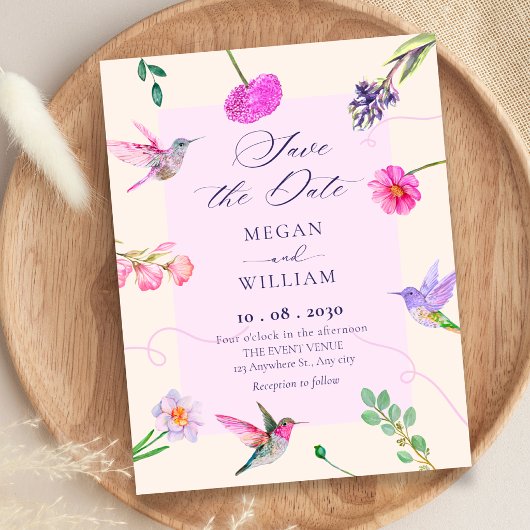 Save The Date Mariage oiseaux floraux