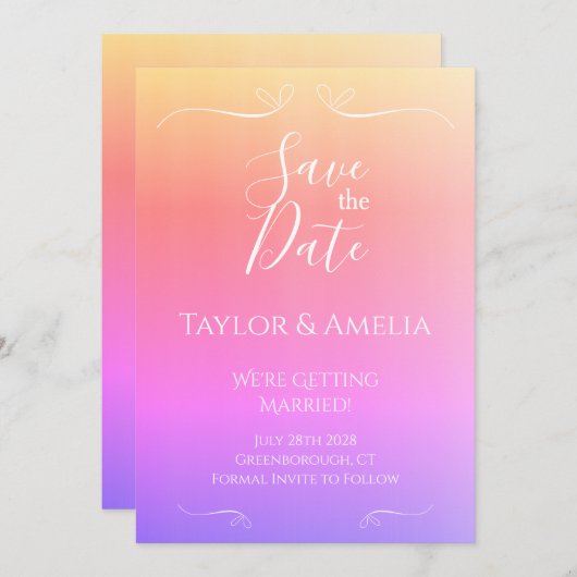 Save The Date Mariage Ombre moderne Enregistrer la date Invitati (Devant / Derrière)