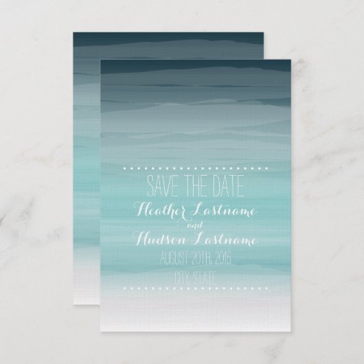 Save The Date Mariage Ombré turquoise Enregistrer La Date (Devant / Derrière)