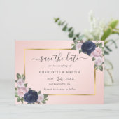 Save The Date Mariage or bleu bleu bleu rose bleu marine (Debout devant)