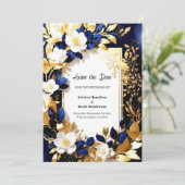 Save The Date Mariage or et bleu (Debout devant)