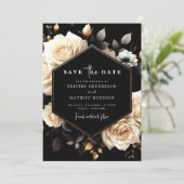 Save The Date Mariage Or et Noir Lovely Digital (Debout devant)
