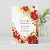 Save The Date Mariage or et rouge (Debout devant)