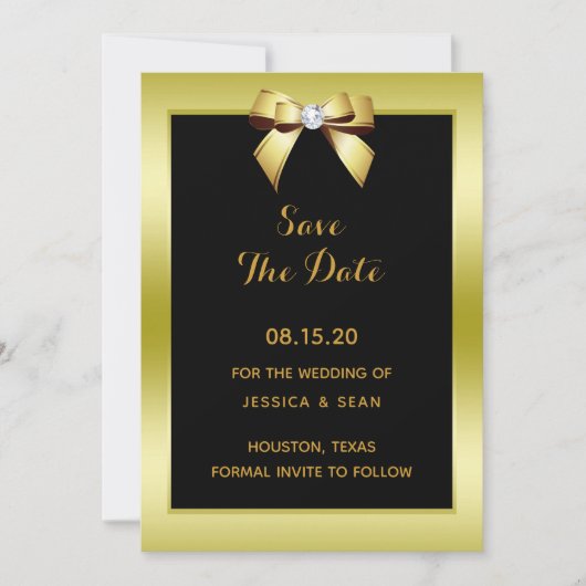 Save The Date Mariage Or Glamour Arc & Noir (Devant)