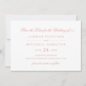 Save The Date Mariage or Rose classique élégant (Devant)