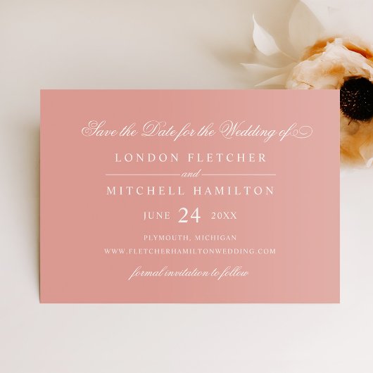 Save The Date Mariage or Rose classique élégant