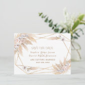 Save The Date Mariage Or Rose Pâle Orchidée Blanche Herbe de Pam (Debout devant)