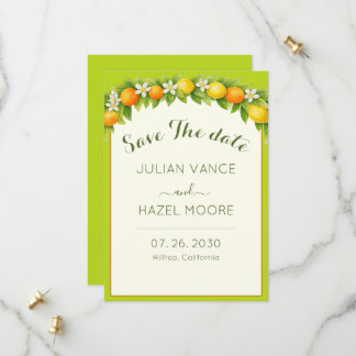 Save The Date Mariage Orange & Citron Jardin de Citronniers