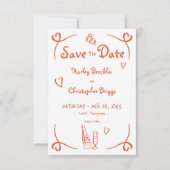 Save The Date Mariage orangé de Sunset Retro Whimsical (Devant)