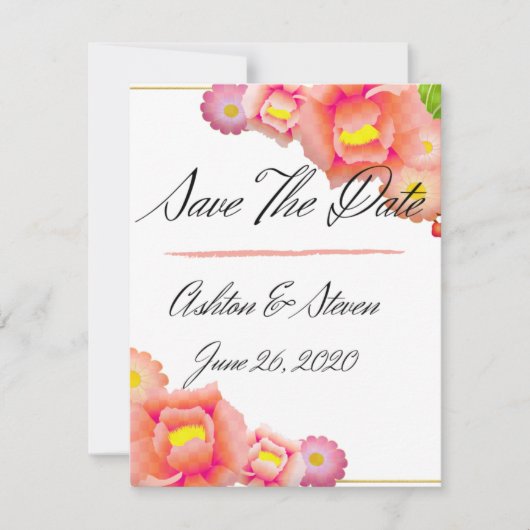 Save The Date Mariage Orange & Peach (Devant)