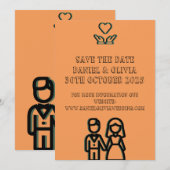 Save The Date Mariage Orange Profond (Devant / Derrière)