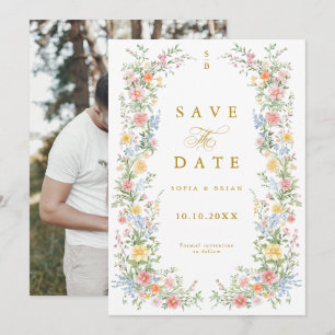 Save The Date Mariage Orné de Pastel Doux Jardin de Printemps en