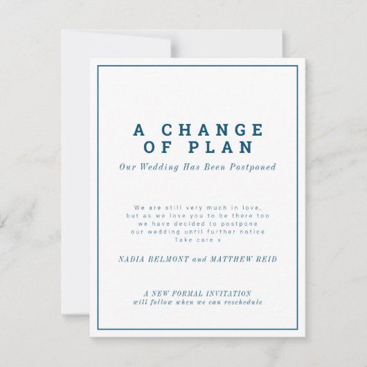 Save The Date Mariage ou événement changement de plan reporté (Devant)