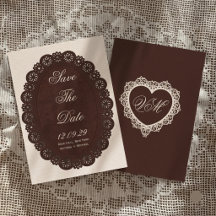 Mariage ovale en dentelle marron foncé vintage