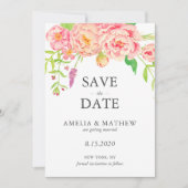 Save The Date Mariage Paeonia Rose (Devant)