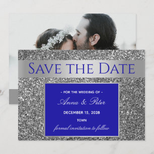 Save The Date Mariage Pailleté Argent