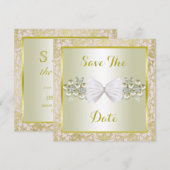 Save The Date Mariage Paillettes Dorées, Gems Floraux Diamant &  (Devant / Derrière)