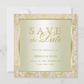 Save The Date Mariage Paillettes Dorées, Gems Floraux Diamant & (Dos)