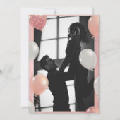 Save The Date Mariage Paillettes Noir et Or Rose Art Déco (Dos)