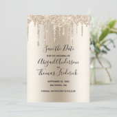 Save The Date Mariage paillettes scintillantes Champagne Tendanc (Debout devant)