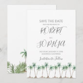 Save The Date Mariage Palmier Aquarelle Moderne (Devant / Derrière)