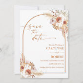 Save The Date Mariage Pampas Grass Boho Terracotta (Devant)