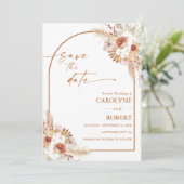 Save The Date Mariage Pampas Grass Boho Terracotta (Debout devant)