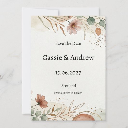 Save The Date Mariage Pampas Terracotta (Devant)