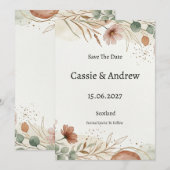 Save The Date Mariage Pampas Terracotta (Devant / Derrière)