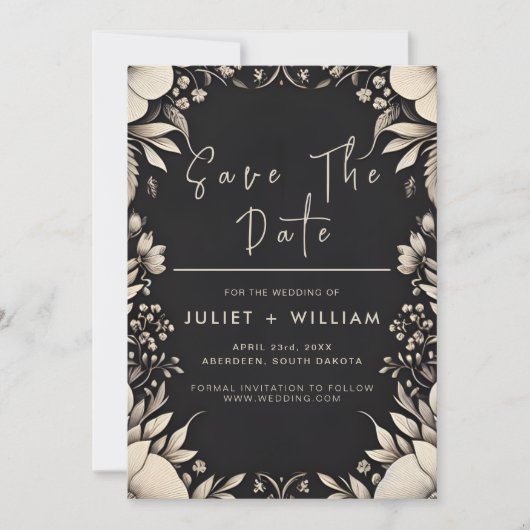 Save The Date Mariage papier en tissu satiné tactile en velours  (Devant)