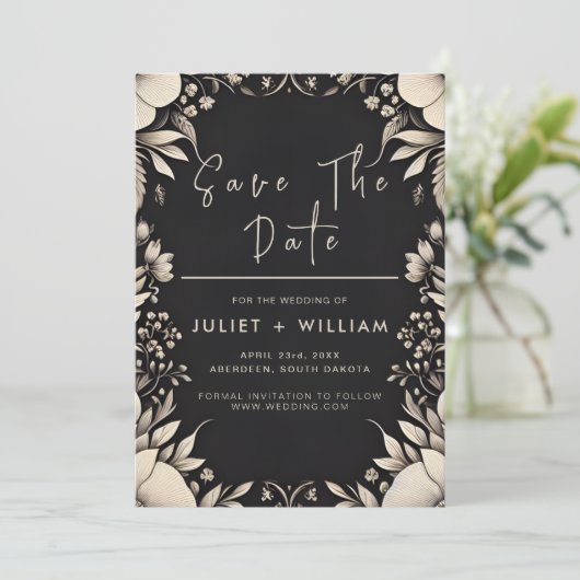 Save The Date Mariage papier en tissu satiné tactile en velours  (Debout devant)