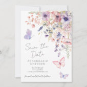 Save The Date Mariage Papillon Fleur Sauvage (Devant)