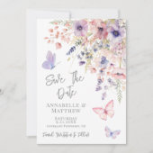 Save The Date Mariage Papillon Fleur Sauvage (Devant)